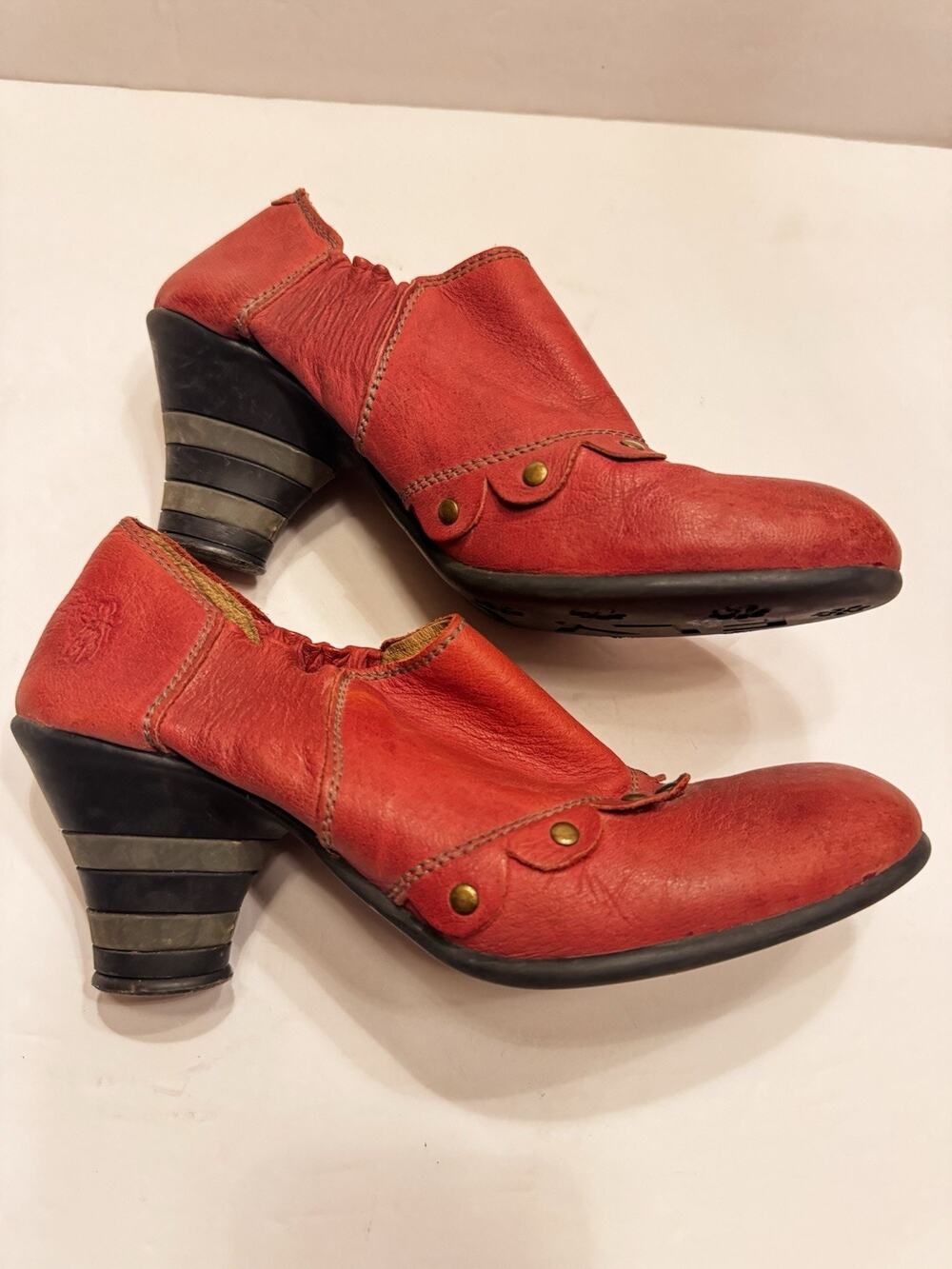 Size 40 Fly London Red Leather Heels